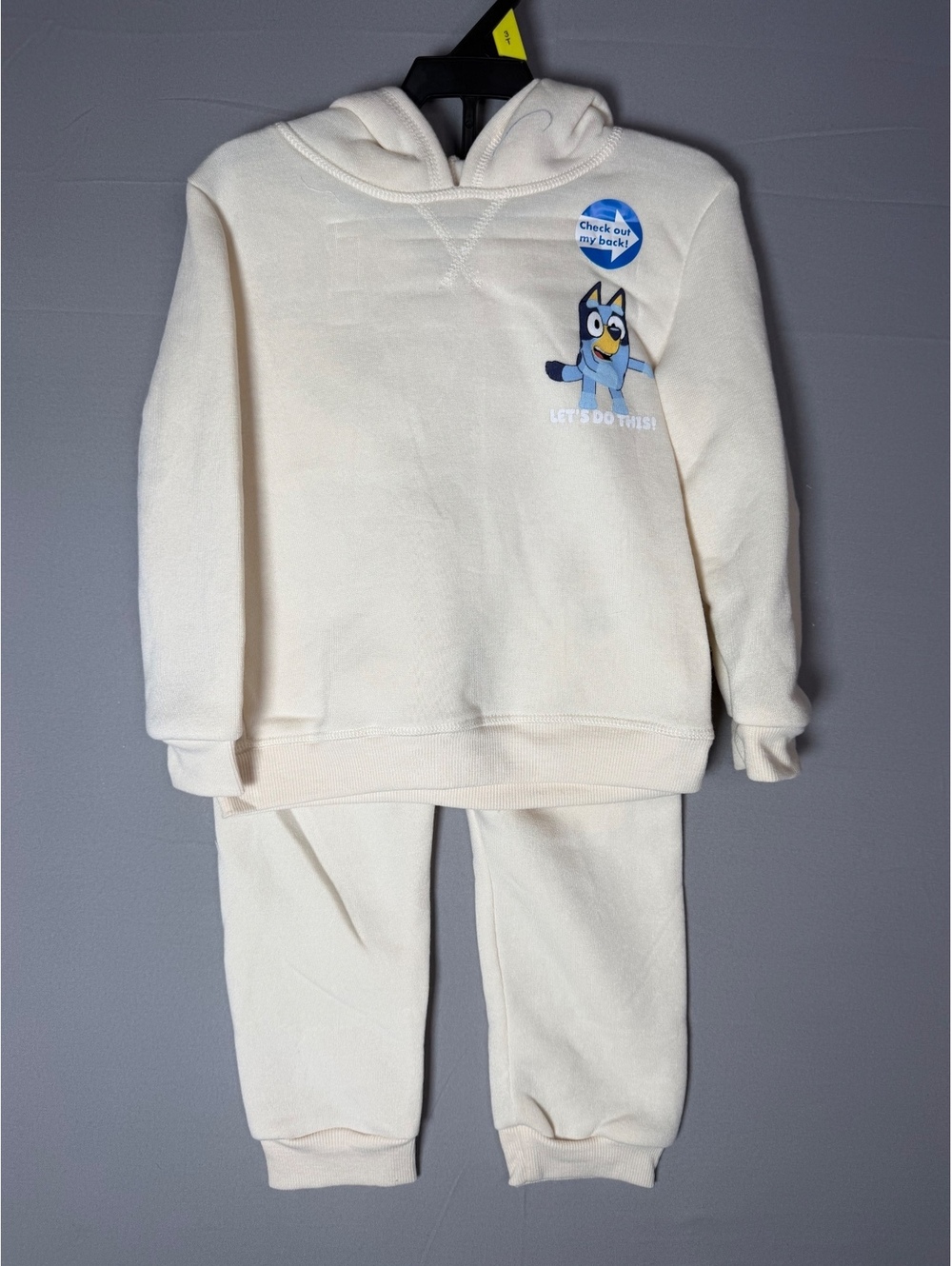 Kids Bluey Hoodie and Jogger Set Cream with Blue Accents, Size 3T